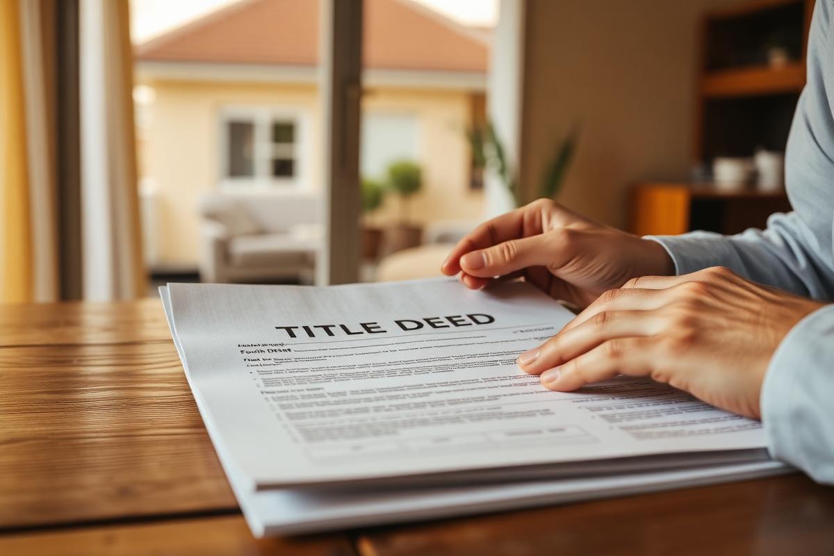 Hands examining a South African title deed document